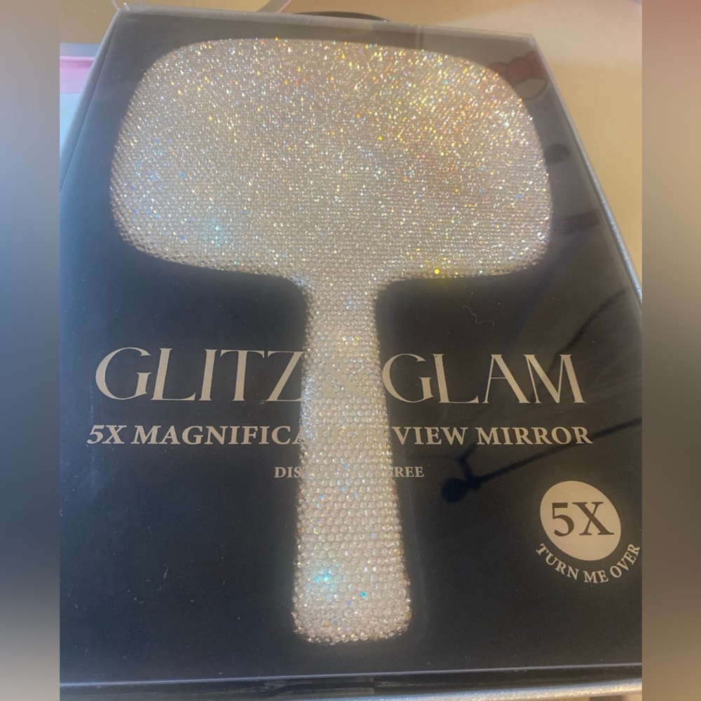 Glitz and glam hand held mirror